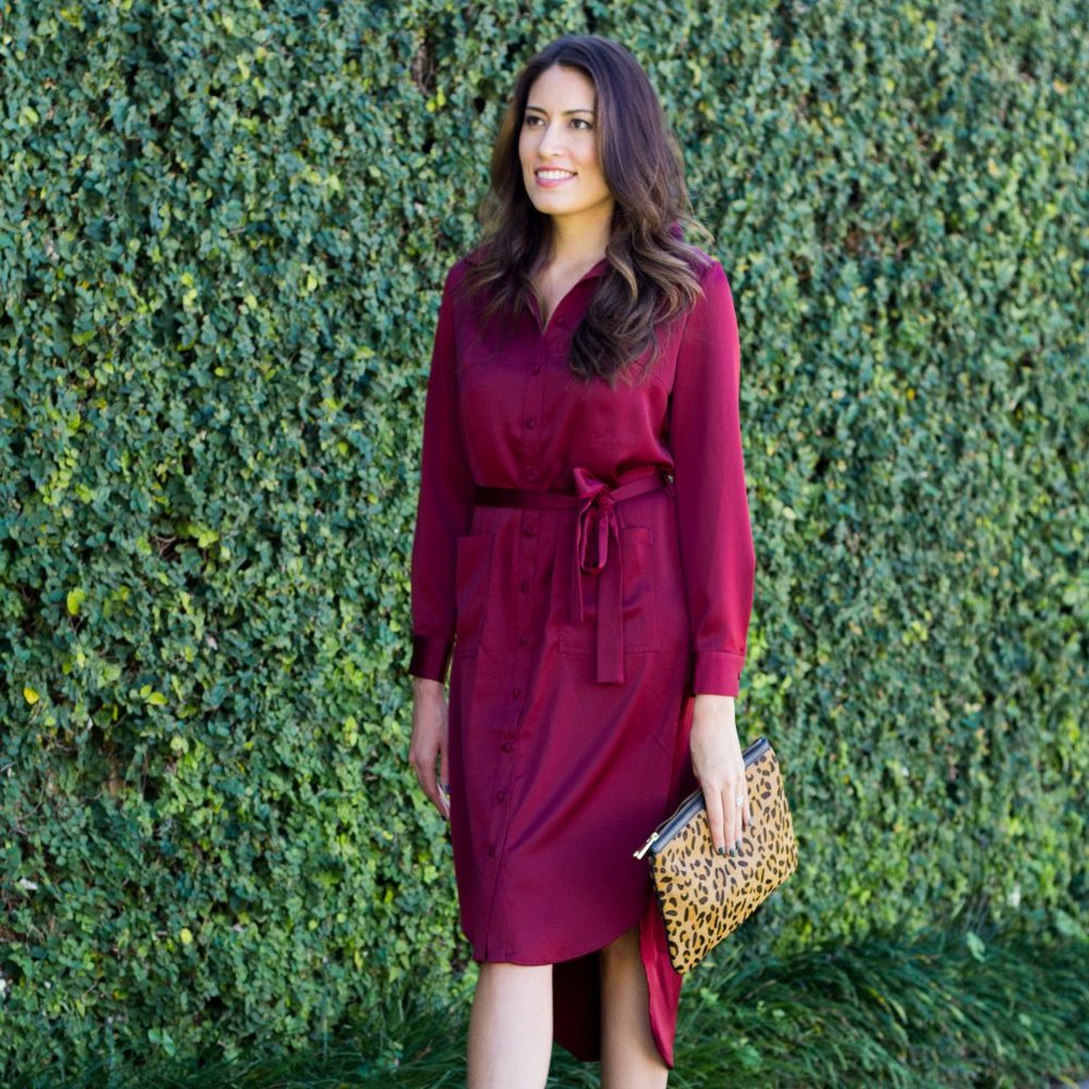 Rachell Parcell Button midi Satin Belted Dress Sm